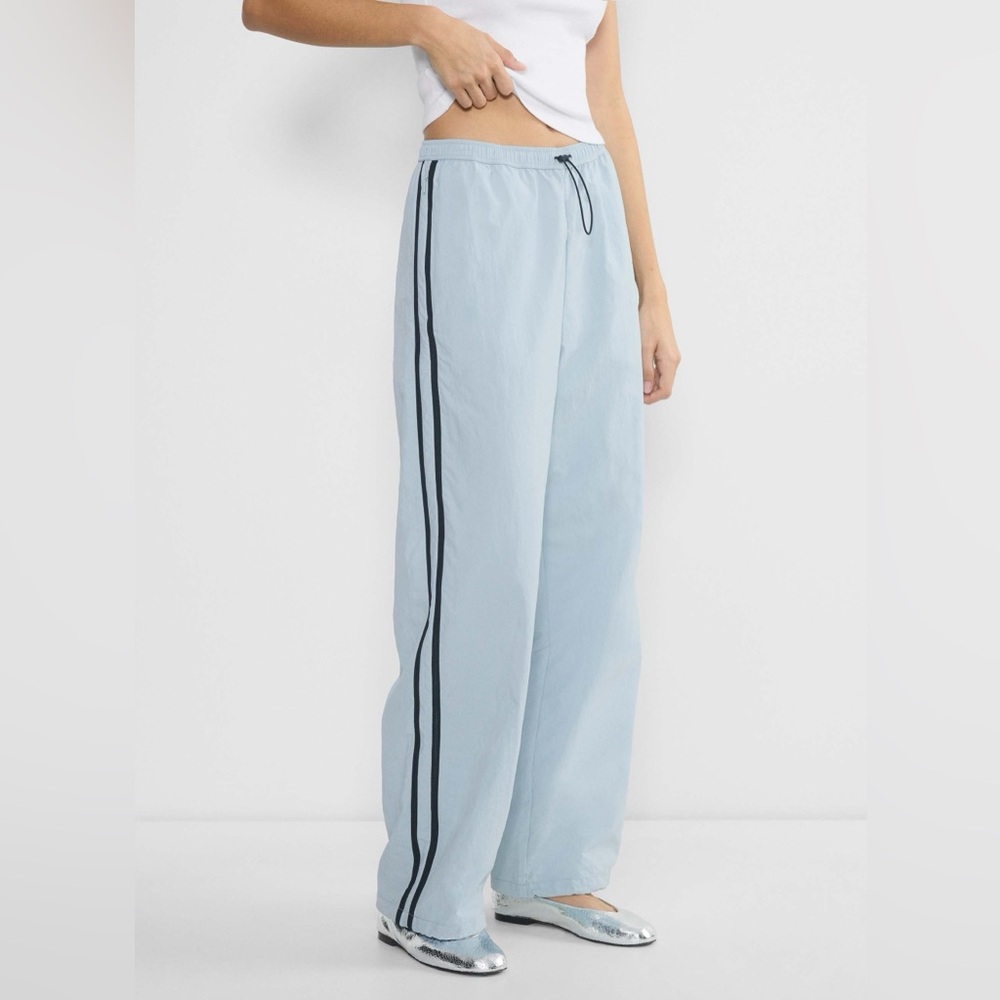 Aritzia TNA Capadino Striped Track Pant in Dew Blue/Admiral
